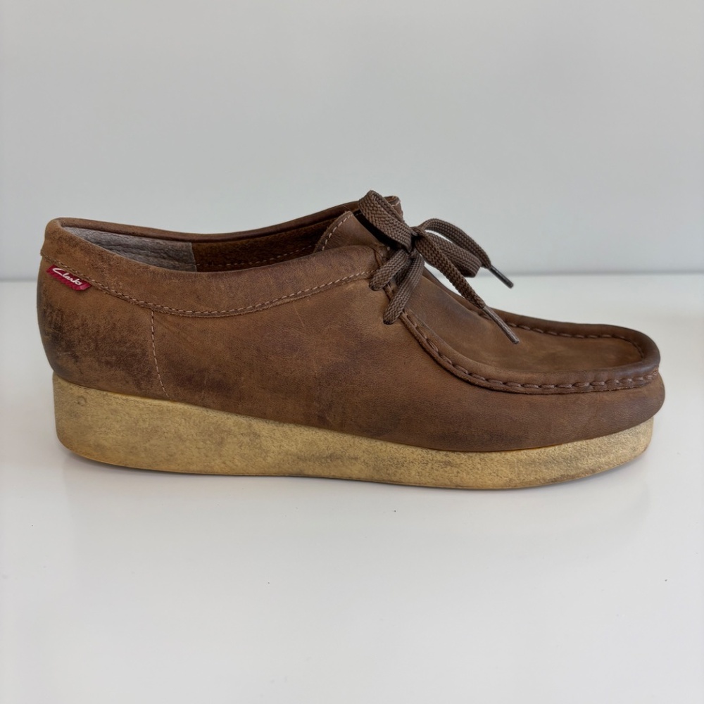 Clarks Padmora Loafer Brown Leather Lace Up Beeswax Shoes Size 8 Mens 72189